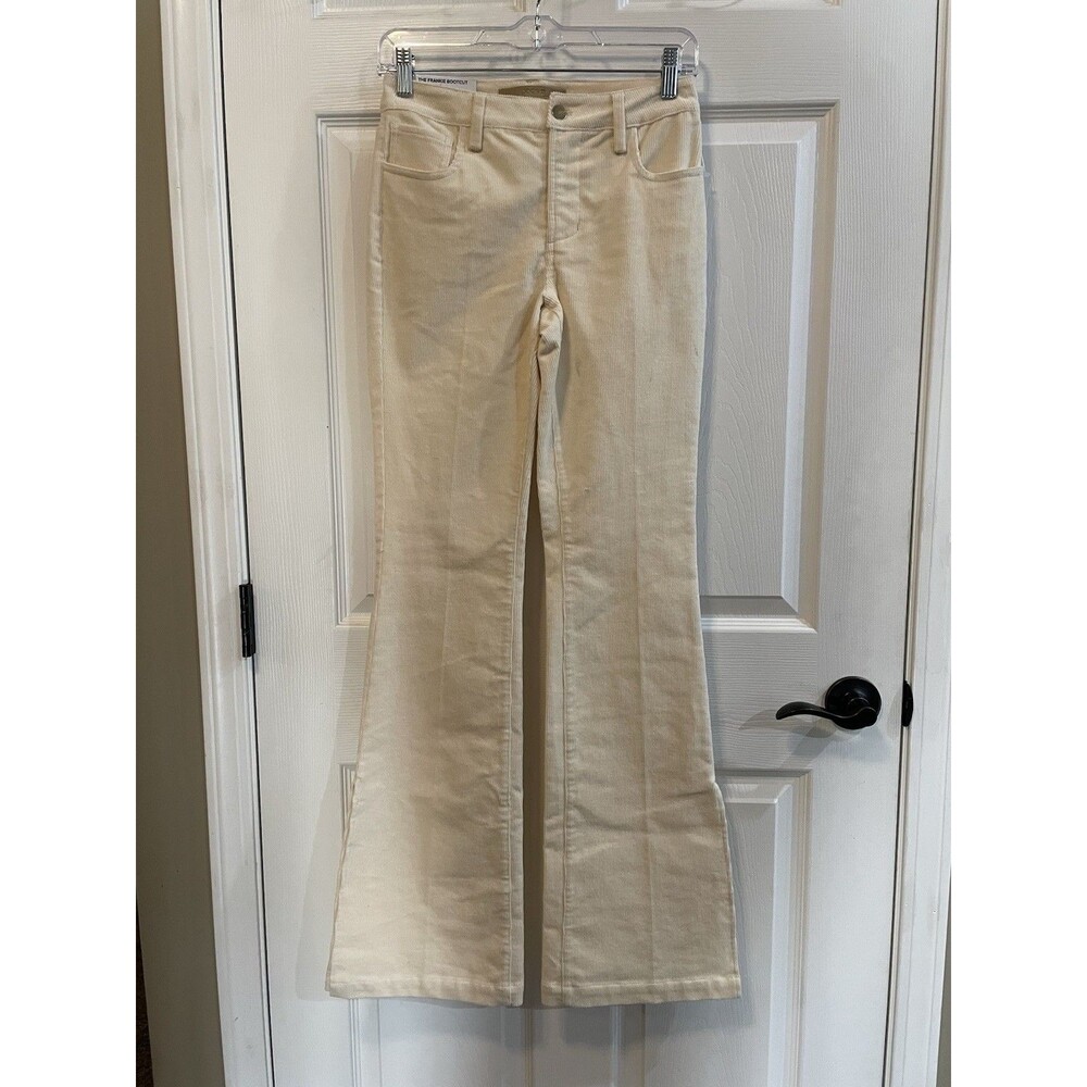 Joe’s Jeans Frankie Bootcut Corduroy Pants Cream Size 24 Mid Rise Flare NWT